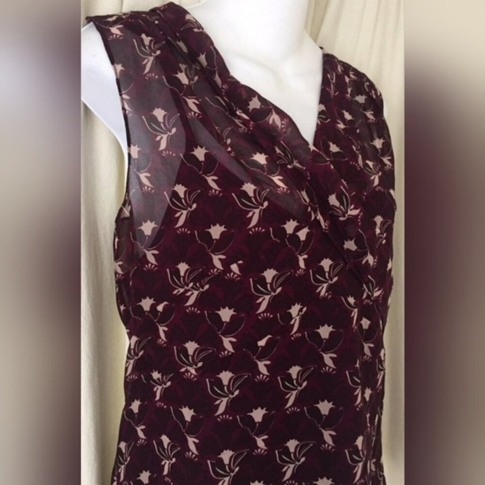 DKNY City Sleeveless Silk Blouse Top Women's Size 6 Purple
